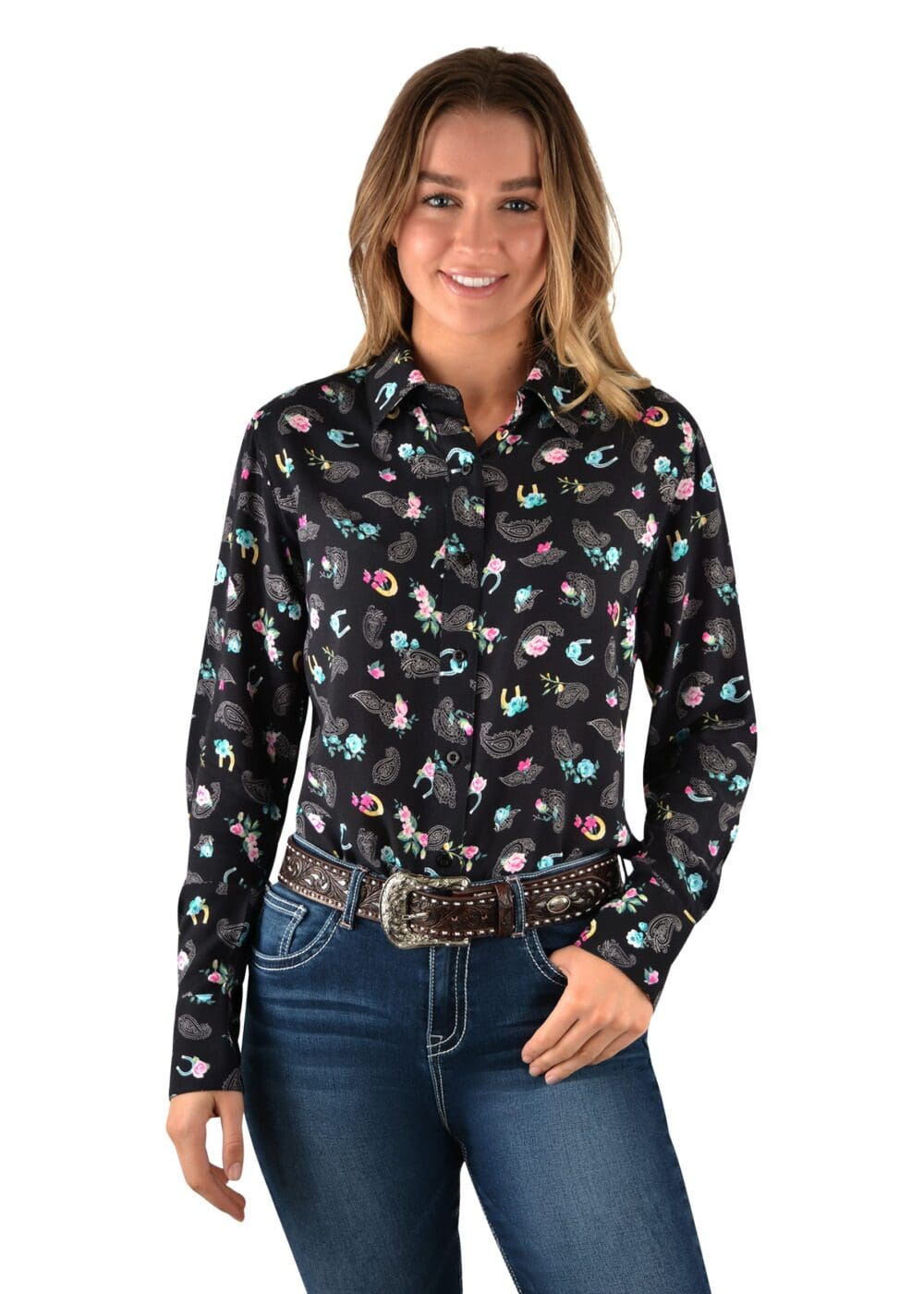 Pure Western Women's Ellie LS Print Shirt - Front