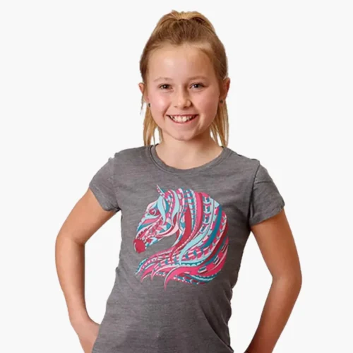 Roper Girl's Five Star Collection SS Horse T-Shirt