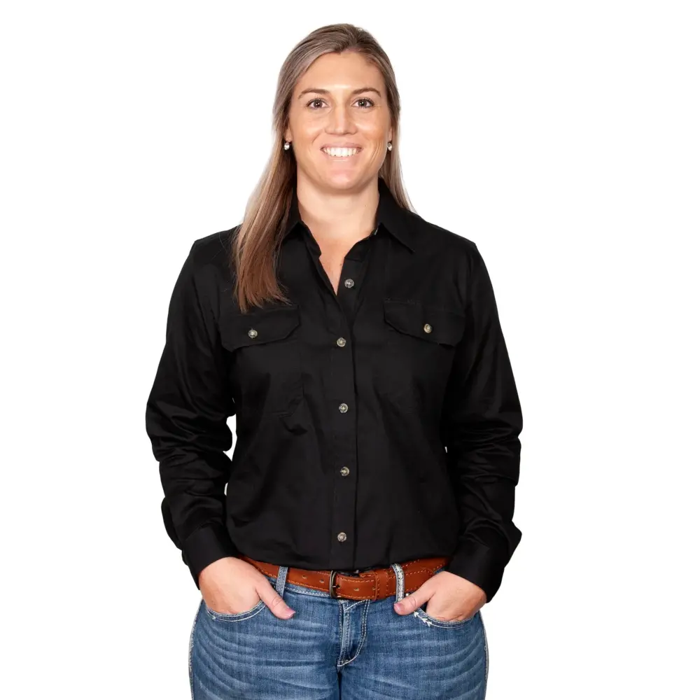 JCA Brooke Full Button Workshirt - Front Black