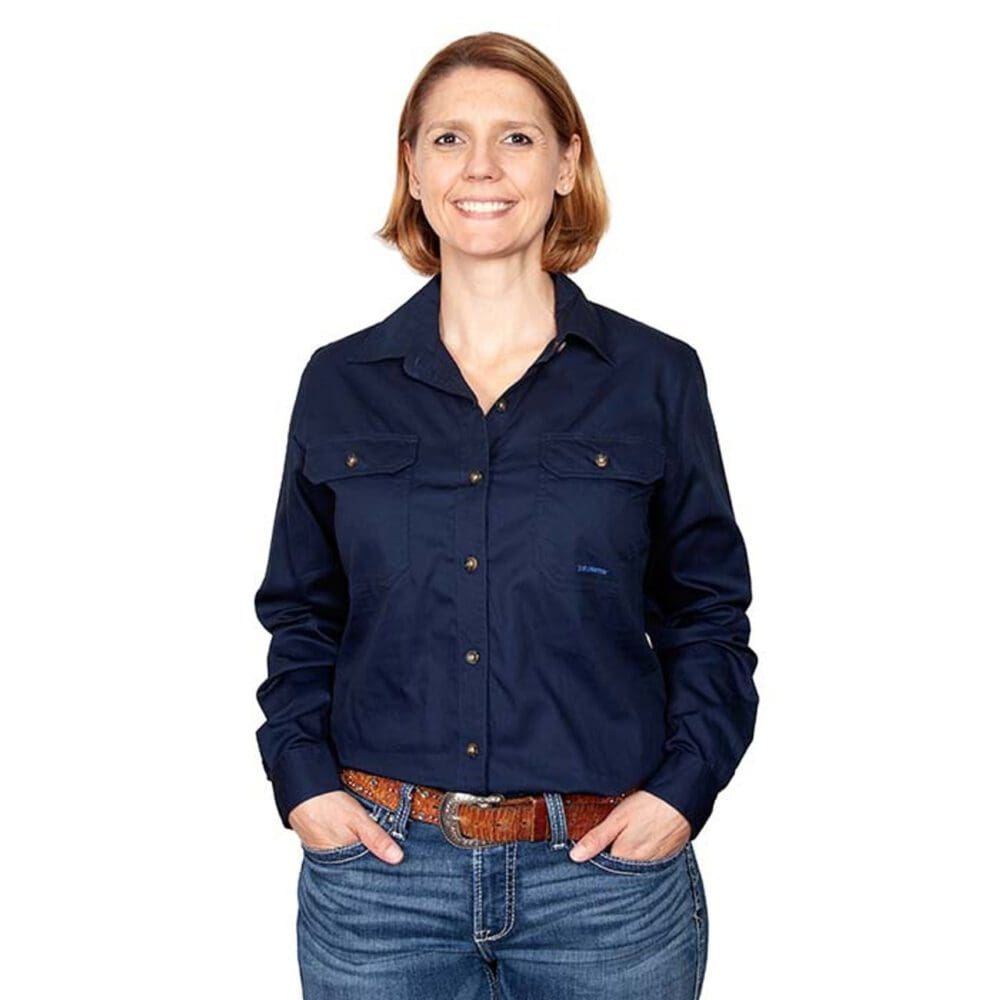 JCA Brooke Full Button Workshirt - Front Cobalt