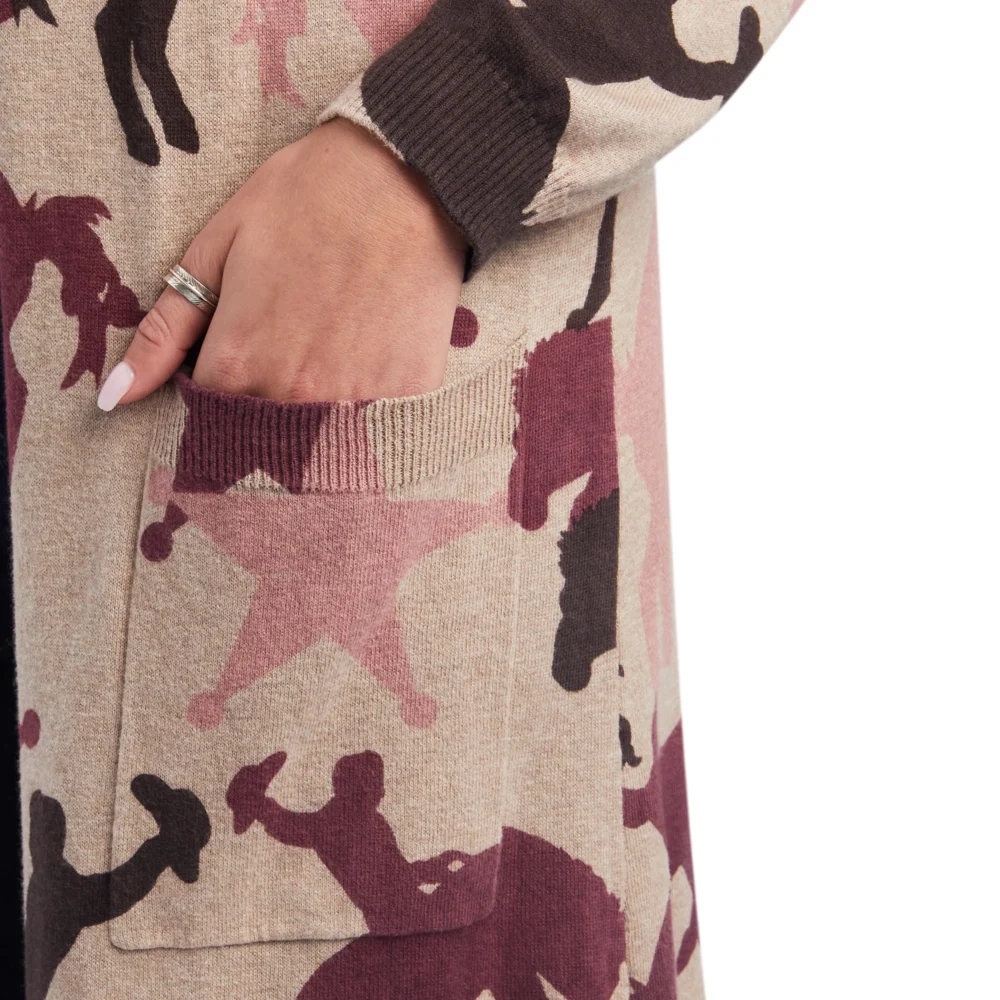 Ariat Women's Ride into the Sunset Cardigan - Brown Heather Oatmeal - Pocket