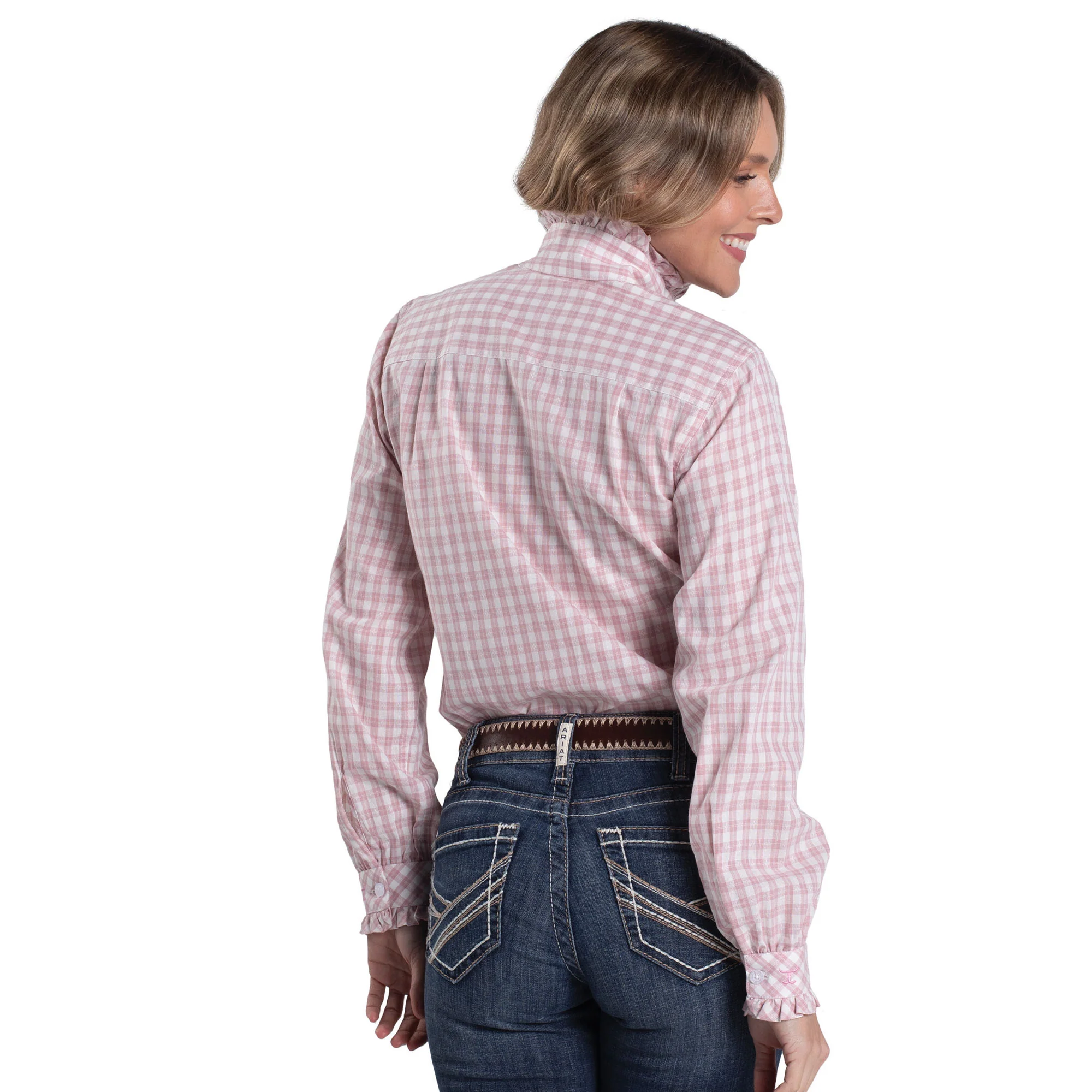 Just Country Australia Women's Abbey LS Full Button Pattern Shirt - Heather Rose & White - Back