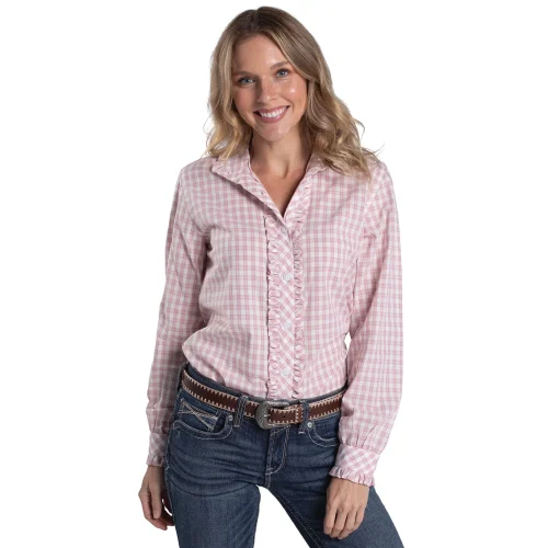 Just Country Australia Women's Abbey LS Full Button Pattern Shirt - Heather Rose & White Check